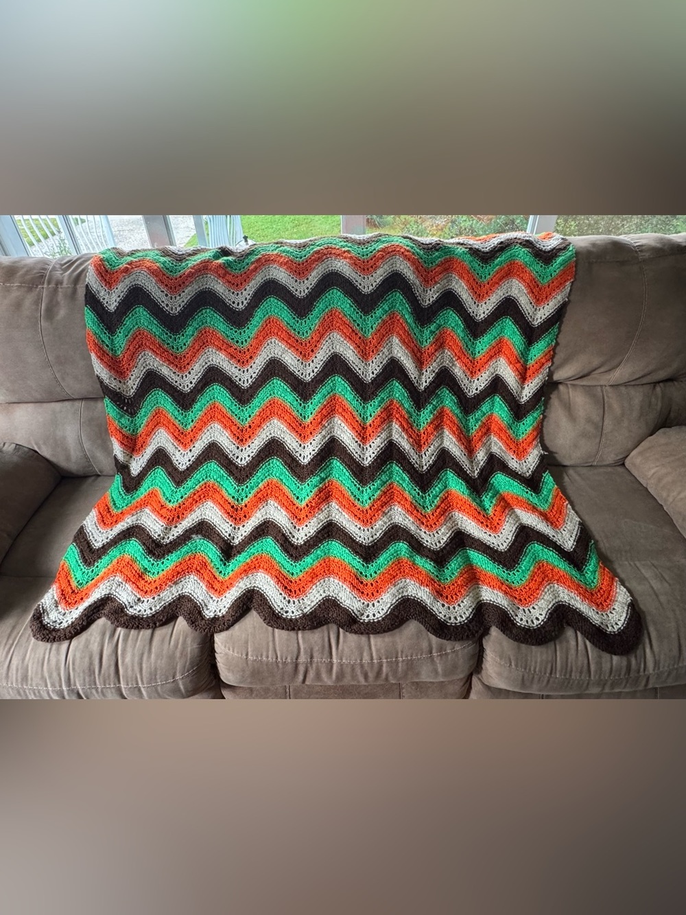 Vintage 70’s/80’s Afghan Blanket - Hand Knitted